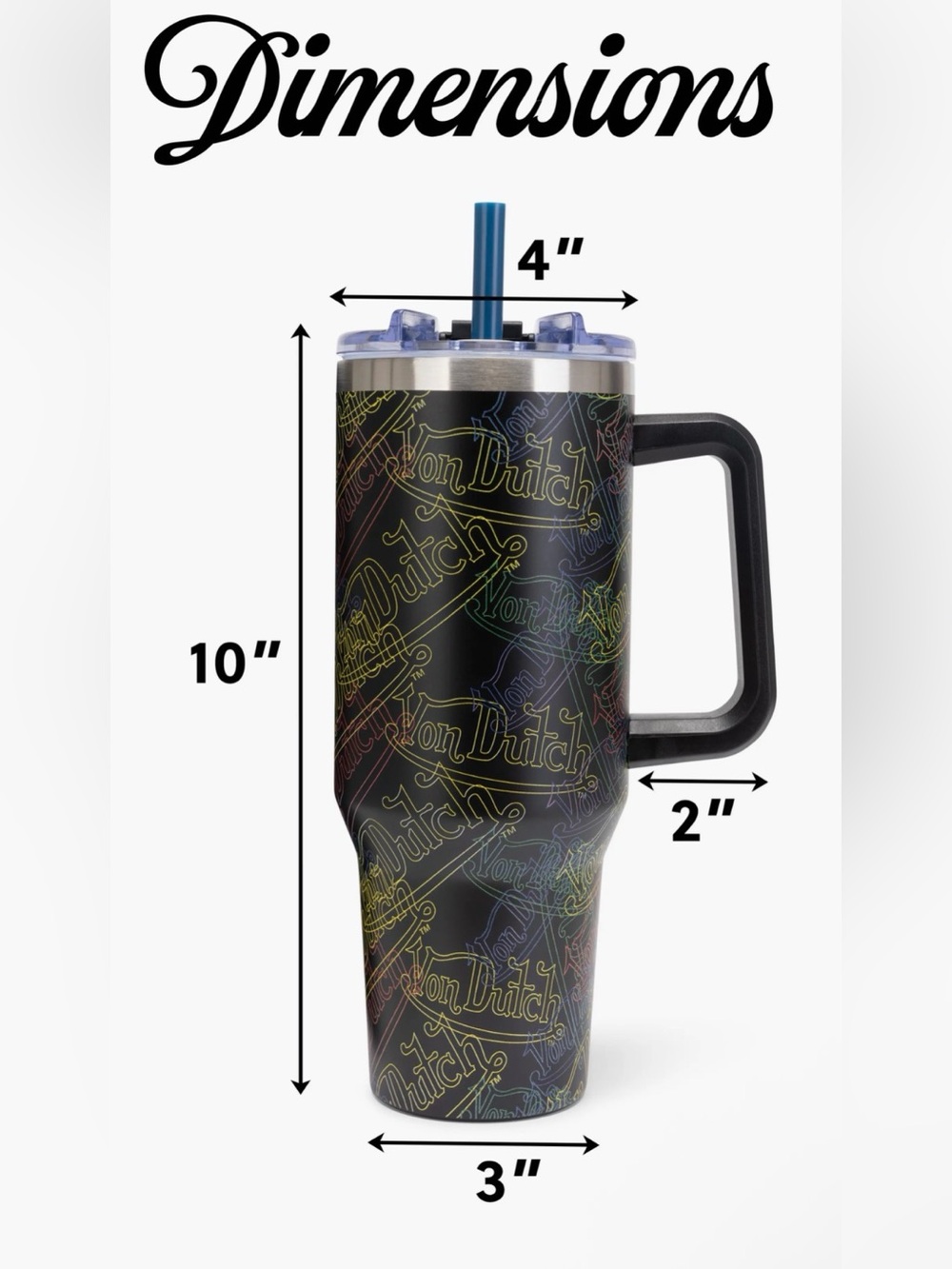 Von Dutch 40oz Double Walled Insulated Stainless Steel Tumbler - Picture 3 of 7